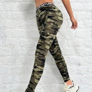 Camouflage Elastic Waist Legging (Color: Camo) Size-XL